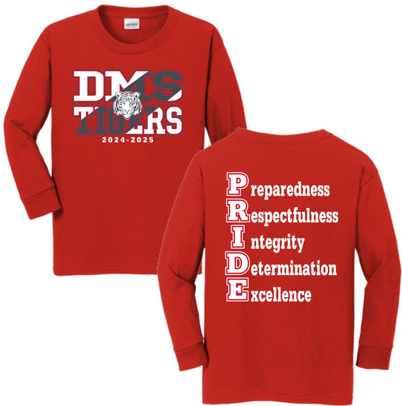 DEQUINCY MIDDLE SPIRIT SHIRTS 2024/2025 RED LONG SLEEVE FIRST ORDER