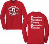 DEQUINCY MIDDLE SPIRIT SHIRTS 26/27 RED LONG SLEEVE ***FIRST ORDER***