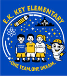 EK KEY THEME SPIRIT SHIRT ROYAL SHORT SLEEVE COTTON TEE 26/27 FIRST ORDER