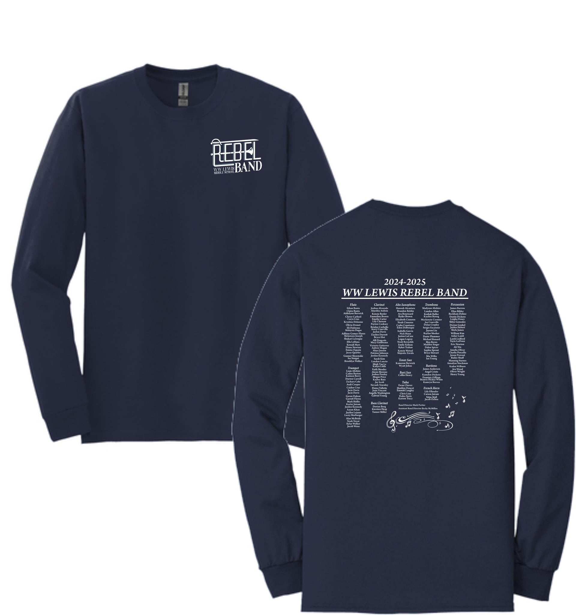 WW LEWIS BAND LONG SLEEVE 50/50 TEE 2024/2025 Kajun Monograms