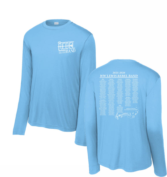 WW LEWIS BAND LONG SLEEVE CAROLINA BLUE WICKING TEE 2025/2026